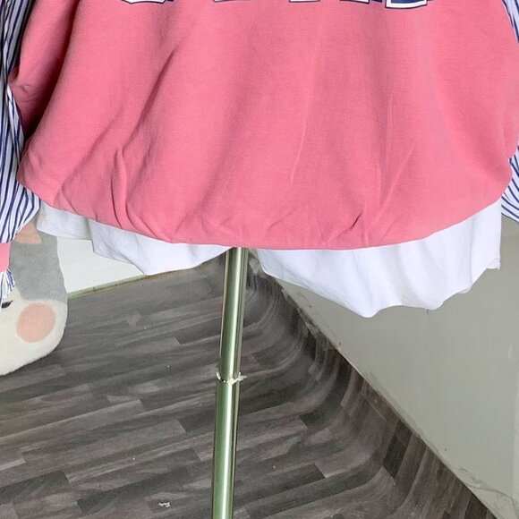 Orange Gone Pink Graphic Sweatshirt Striped Sleeves - Picture 3 of 4